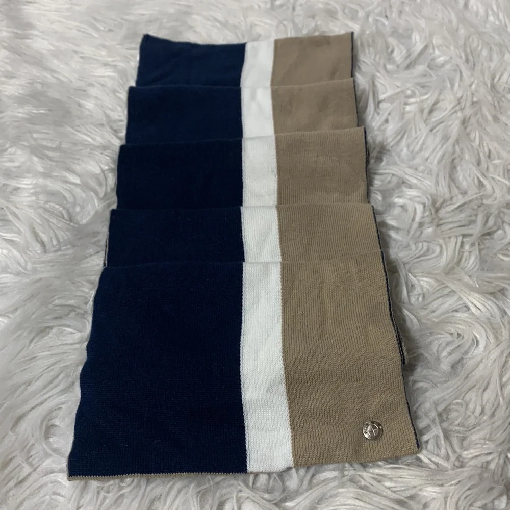 BMW Scarf knit cotton blend stripes blue/white/beige Unisex